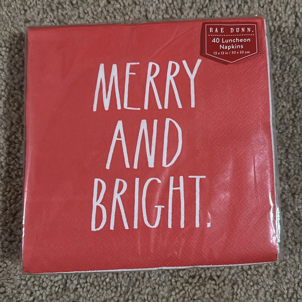 Rae Dunn - LUNCHEON NAPKINS - MERRY AND BRIGHT